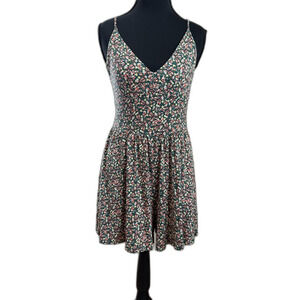 Women's Medium Green Floral Arizona Jean Co Strappy Summer Shorts Romper